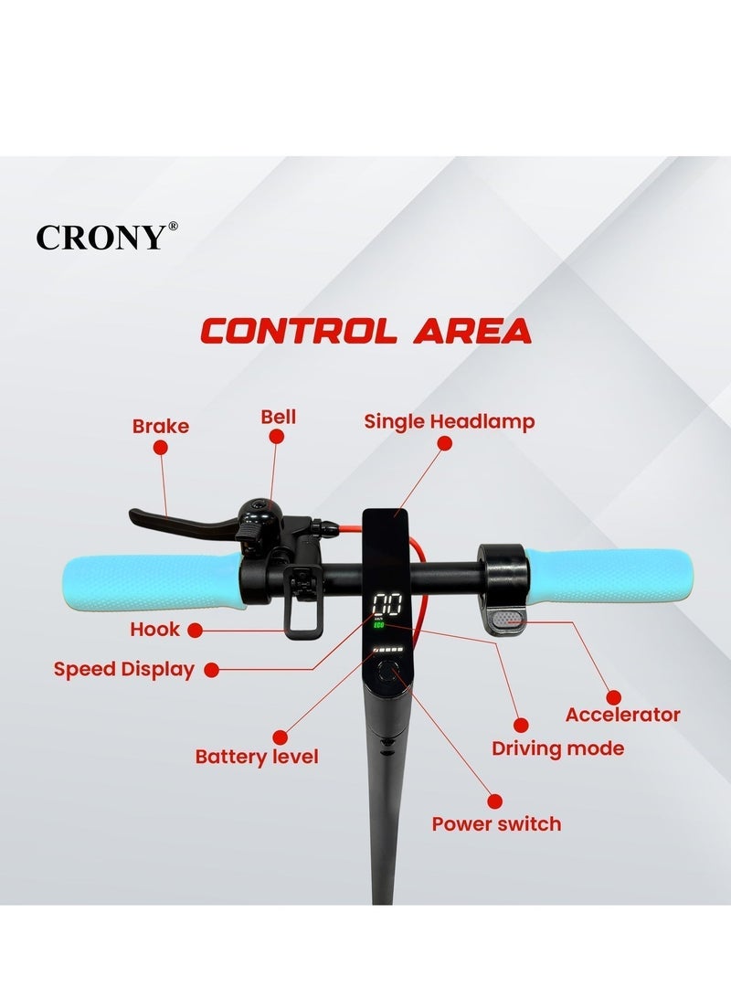 Crony M365 Fast Speed E-Scooter Front Suspension Max speed 40 Km/h 8.5" Honeycomb Tires, 36V/7.8AH,Rear Hydraulic Disc Brakes Electric Scooter,Easy Foldable, Portable Commuter E-Bike For Adults & Kids, 120kg Load Skateboard With bell, 21kg Aluminum Frame, Urban Mobility tool，Suspension and APP Connectivity, Blue - Image 3